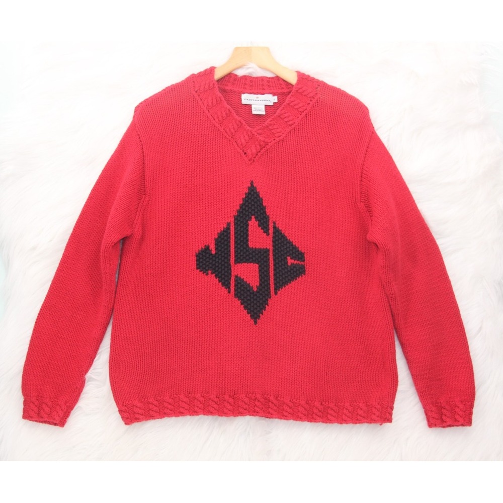 Vintage NC State Wolfpack Sweater Womens Medium Red NCS 100% Cotton V Neck #1268